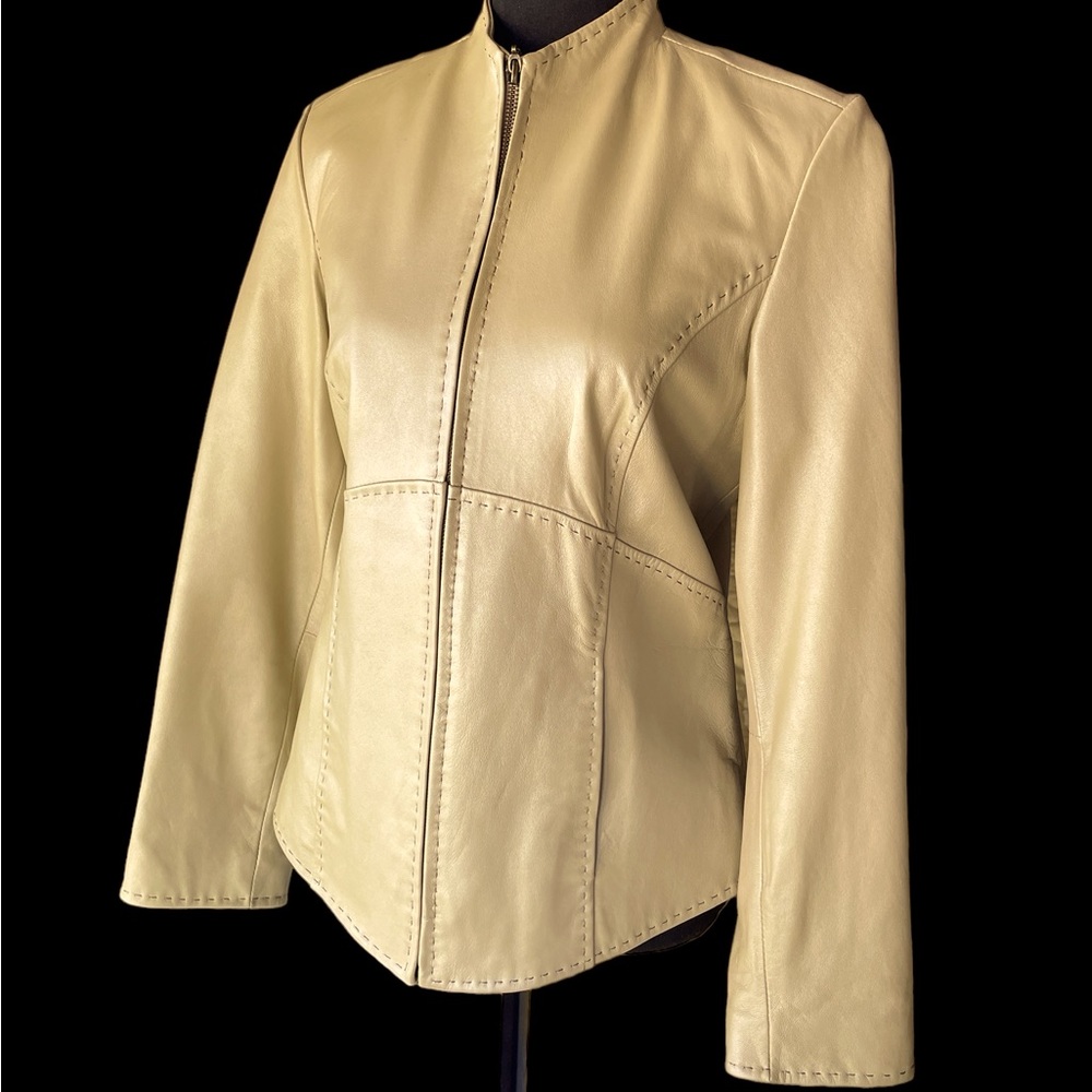Coldwater Creek Pale Yellow Leather Jacket